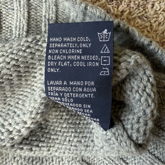 Nautica Men's Sweater Size L Gray Wool Blend Four Button Mock Neck Logo Pullover - Picture 7 of 11